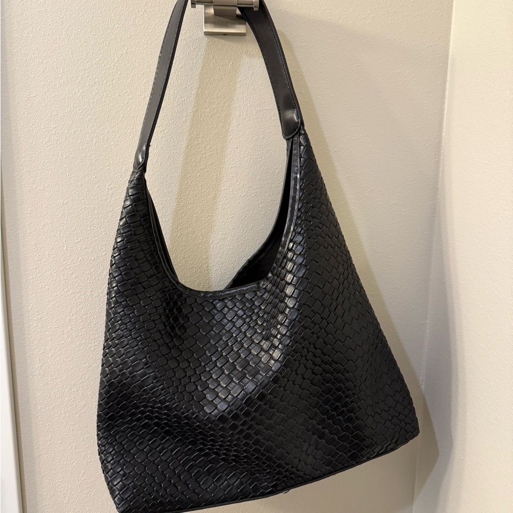 Elegant Black Woven Tote Bag